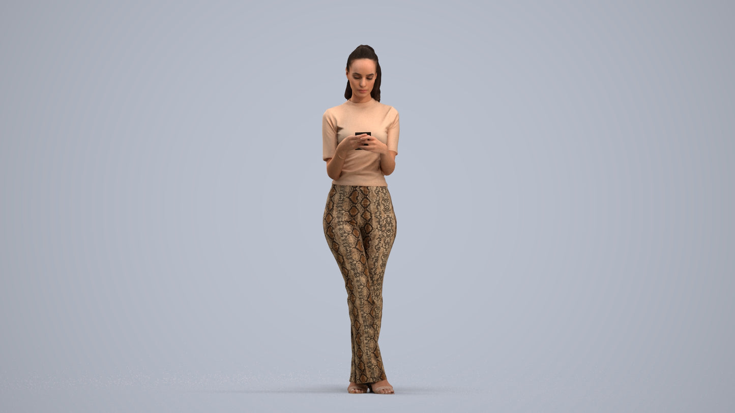 scanned 3D woman casual standing, photogrammetry people for Enscape and V-Ray, standing pose render