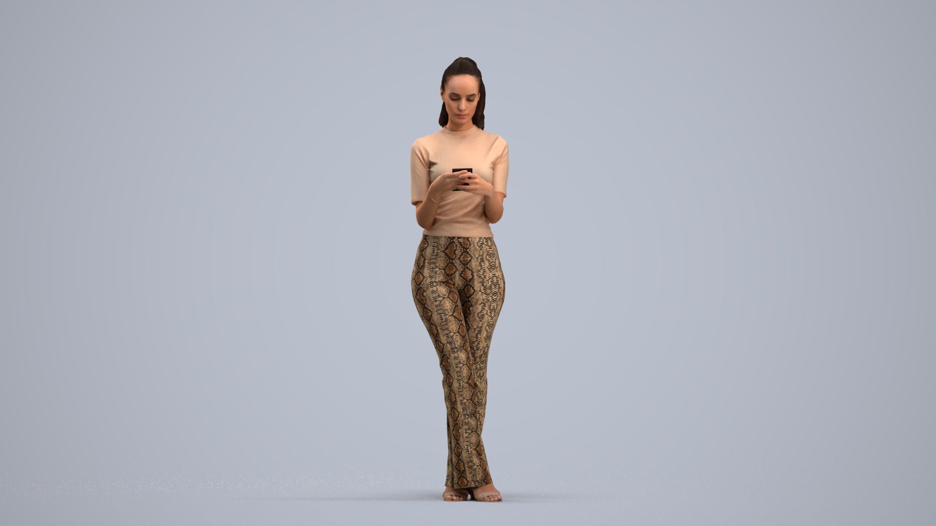 scanned 3D woman casual standing, photogrammetry people for Enscape and V-Ray, standing pose render