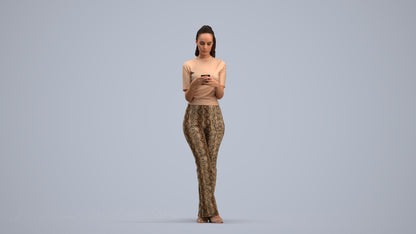 scanned 3D woman casual standing, photogrammetry people for Enscape and V-Ray, standing pose render
