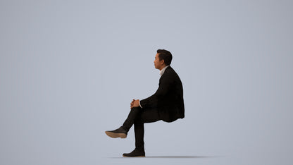 3D people model man business, scanned human for 3ds Max rendering, three-quarter view render