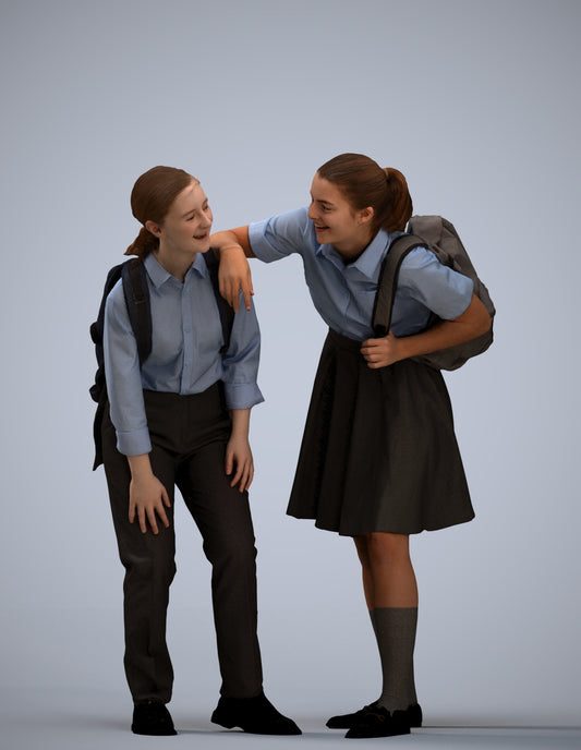 3D scanned girl kids, photorealistic archviz people for Enscape and SketchUp