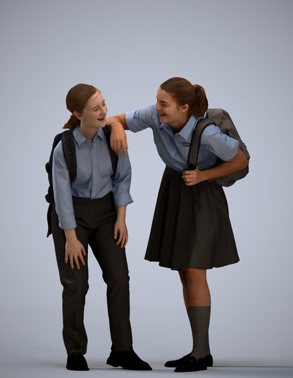 3D scanned girl kids, photorealistic archviz people for Enscape and SketchUp