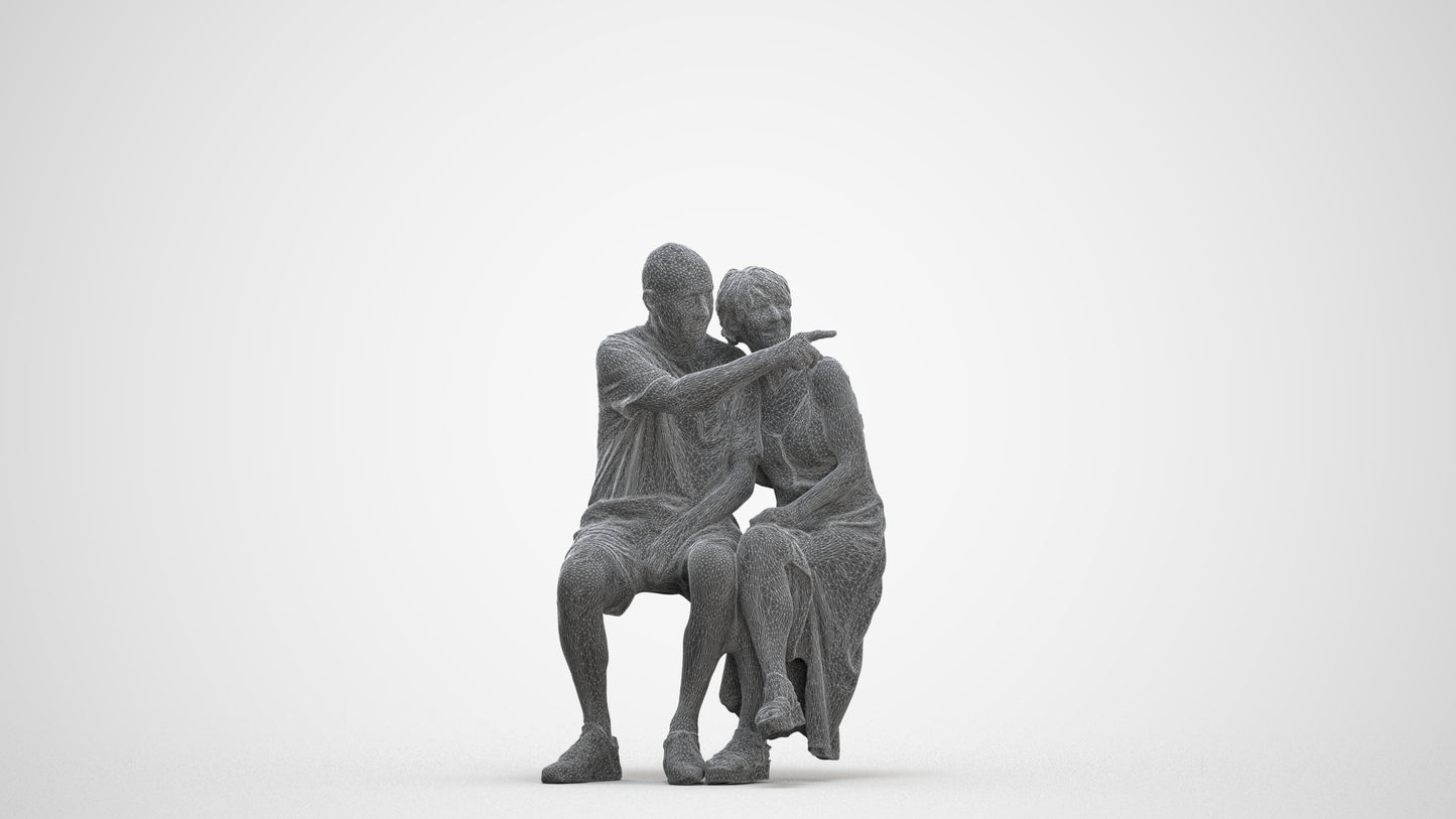 photogrammetry 3D senior woman couple, realistic human model archviz FBX, three-quarter front view render
