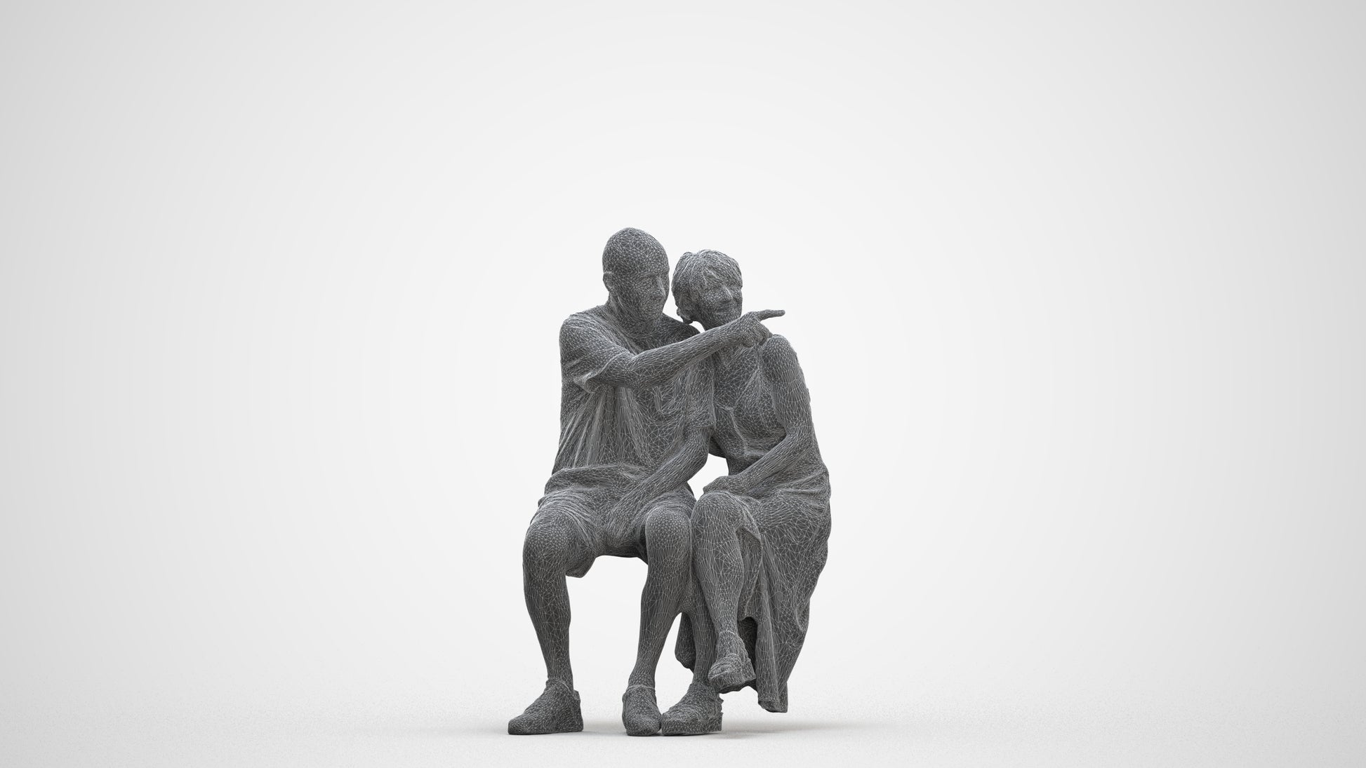 photogrammetry 3D senior woman couple, realistic human model archviz FBX, three-quarter front view render