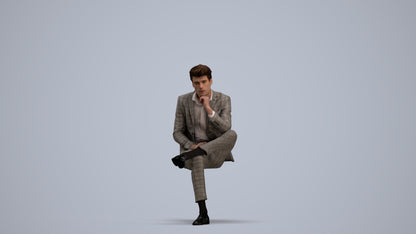 3D human model man business, photogrammetry scanned person for archviz, standing pose render