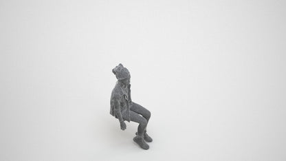 photogrammetry 3D girl casual kids, realistic human model archviz FBX, wireframe three-quarter view