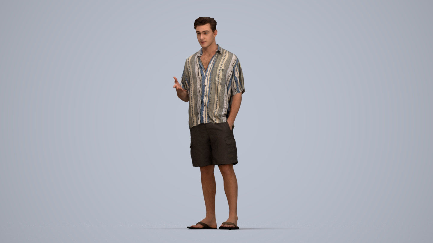 realistic 3D human man casual standing, archviz people FBX OBJ for Blender, top-down view render