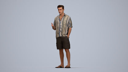 realistic 3D human man casual standing, archviz people FBX OBJ for Blender, top-down view render