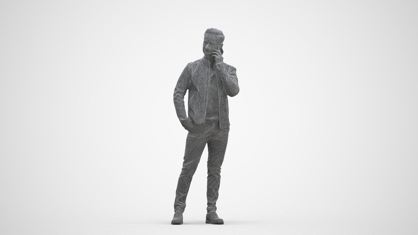 photogrammetry 3D man business standing, realistic human model archviz FBX, three-quarter front view render