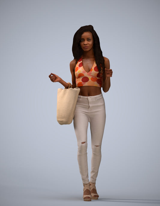 photogrammetry 3D woman casual walking, realistic human model archviz FBX