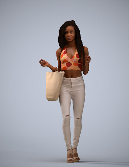 photogrammetry 3D woman casual walking, realistic human model archviz FBX
