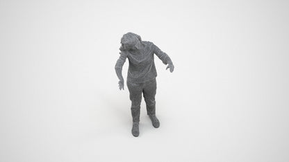 realistic 3D woman casual standing, scanned archviz people for Blender and 3ds Max, wireframe three-quarter view