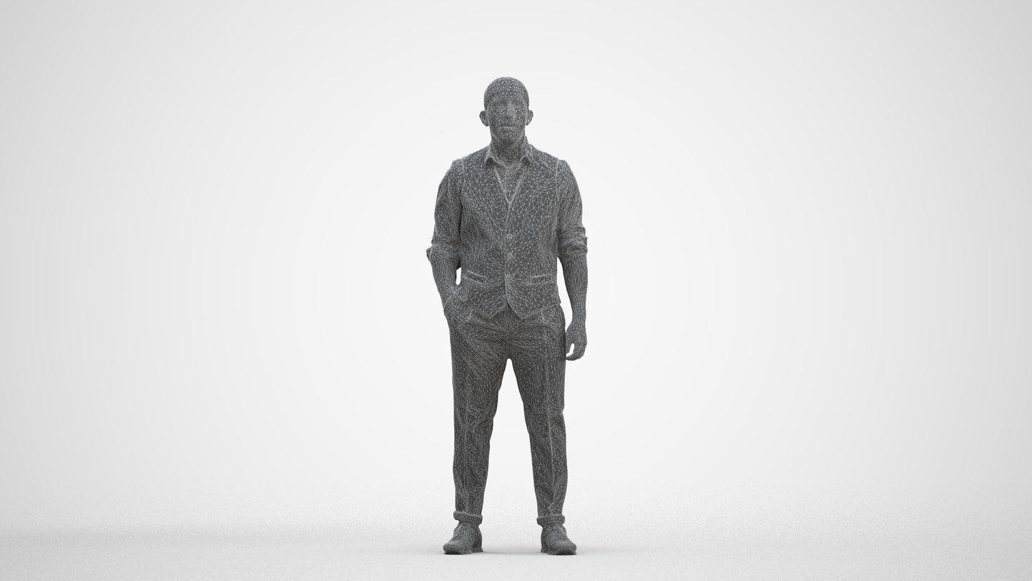 realistic 3D people man business, render-ready for V-Ray and Corona, FBX OBJ, three-quarter front view render