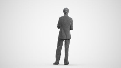 realistic 3D people senior woman business, render-ready for V-Ray and Corona, FBX OBJ, wireframe front view