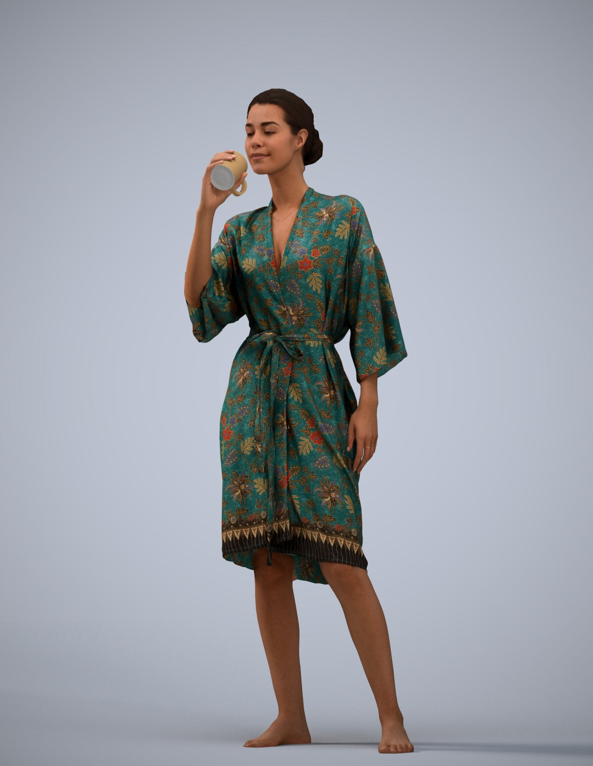 realistic 3D human woman bathroom, archviz people FBX OBJ for Blender