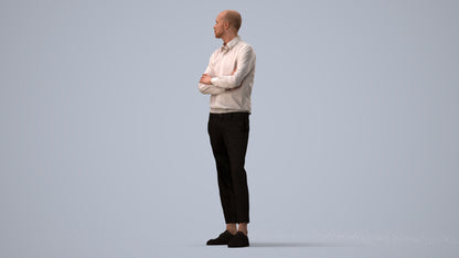 realistic 3D people man business standing, render-ready for V-Ray and Corona, FBX OBJ, three-quarter view render