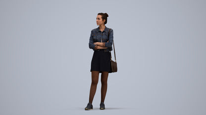 photogrammetry 3D woman casual standing, realistic human model archviz FBX, standing pose render
