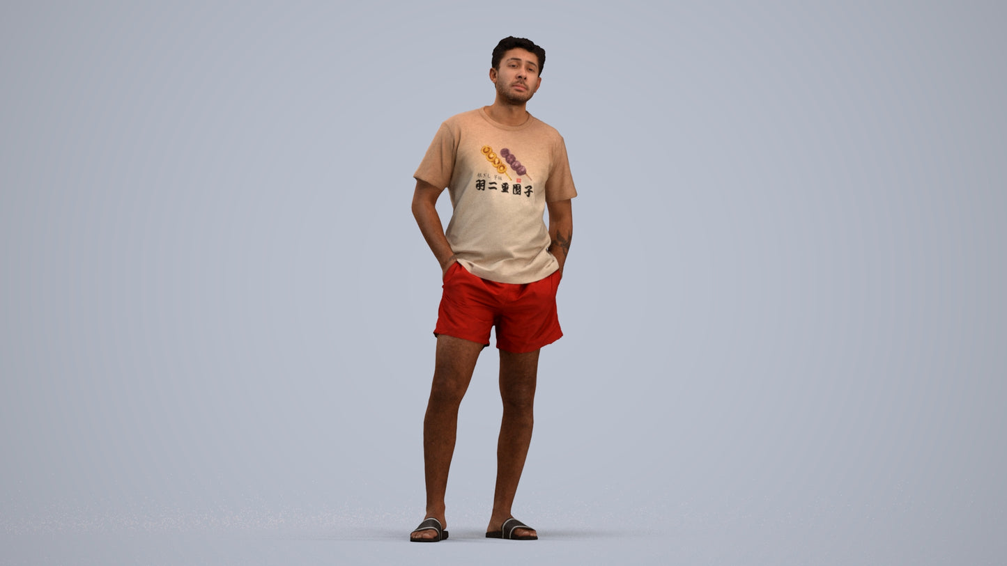 realistic 3D people man casual standing, render-ready for V-Ray and Corona, FBX OBJ, standing pose render