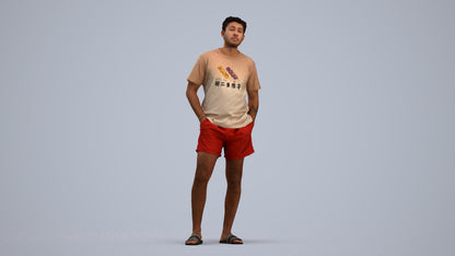 realistic 3D people man casual standing, render-ready for V-Ray and Corona, FBX OBJ, standing pose render