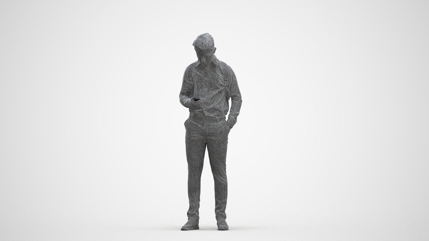 3D people model boy kids, scanned human for 3ds Max rendering, three-quarter front view render