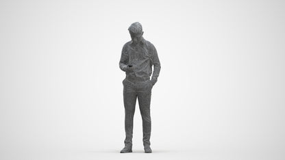 3D people model boy kids, scanned human for 3ds Max rendering, three-quarter front view render
