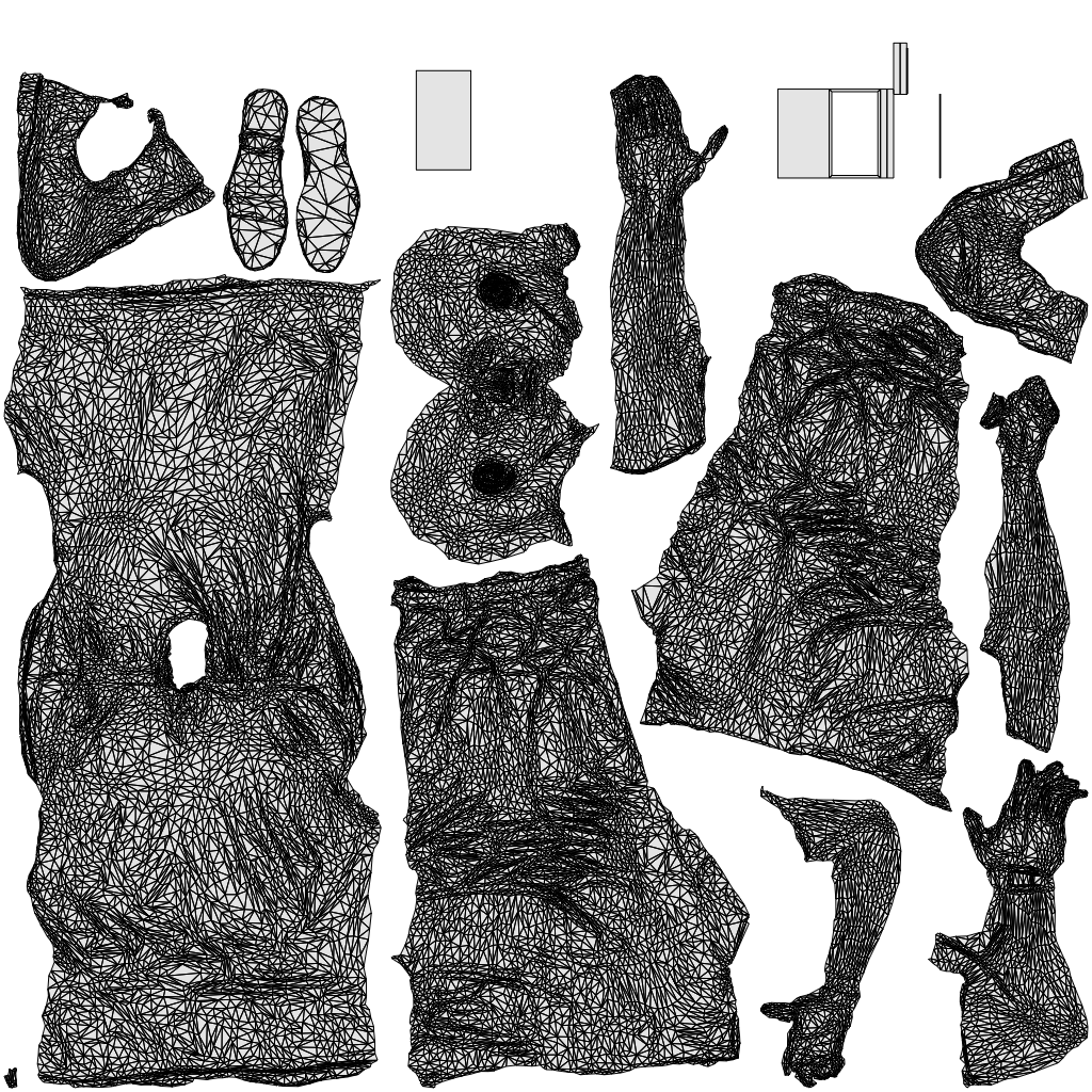 3D scanned man walking casual, photorealistic archviz people for Enscape and SketchUp, wireframe top-down view