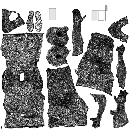 3D scanned man walking casual, photorealistic archviz people for Enscape and SketchUp, wireframe top-down view