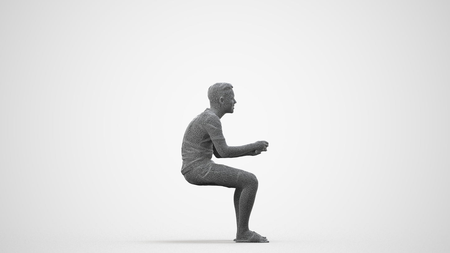 realistic 3D boy casual kids, scanned archviz people for Blender and 3ds Max, wireframe side view
