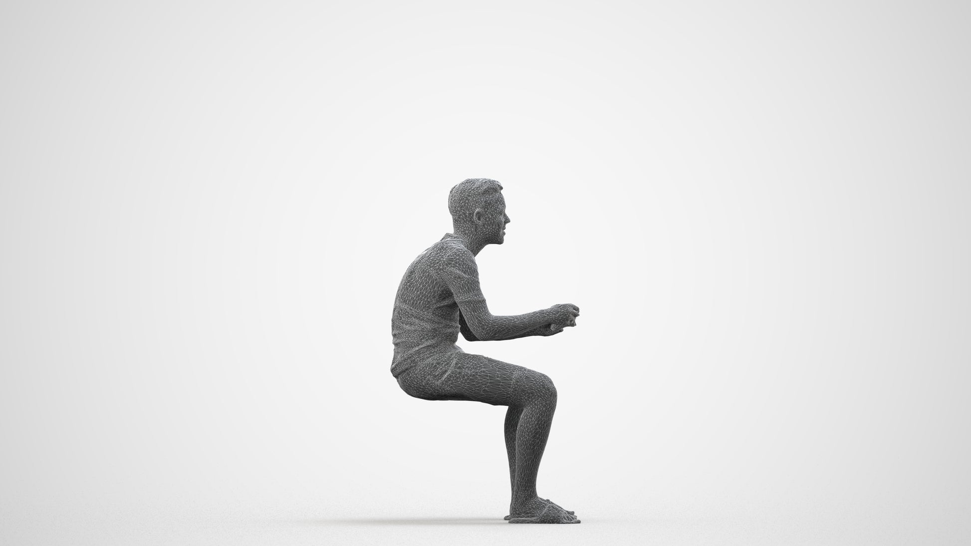 realistic 3D boy casual kids, scanned archviz people for Blender and 3ds Max, wireframe side view