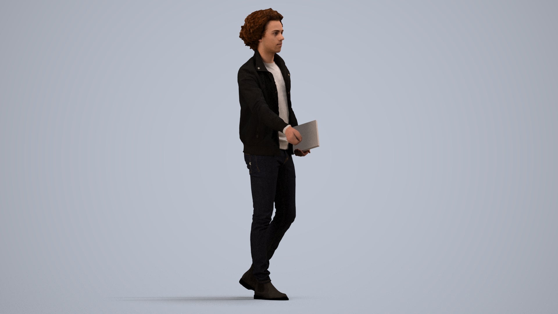 photogrammetry 3D man casual mix, realistic human model archviz FBX, side view render