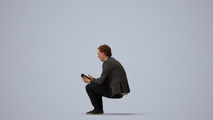 realistic 3D man business, scanned archviz people for Blender and 3ds Max, three-quarter view render
