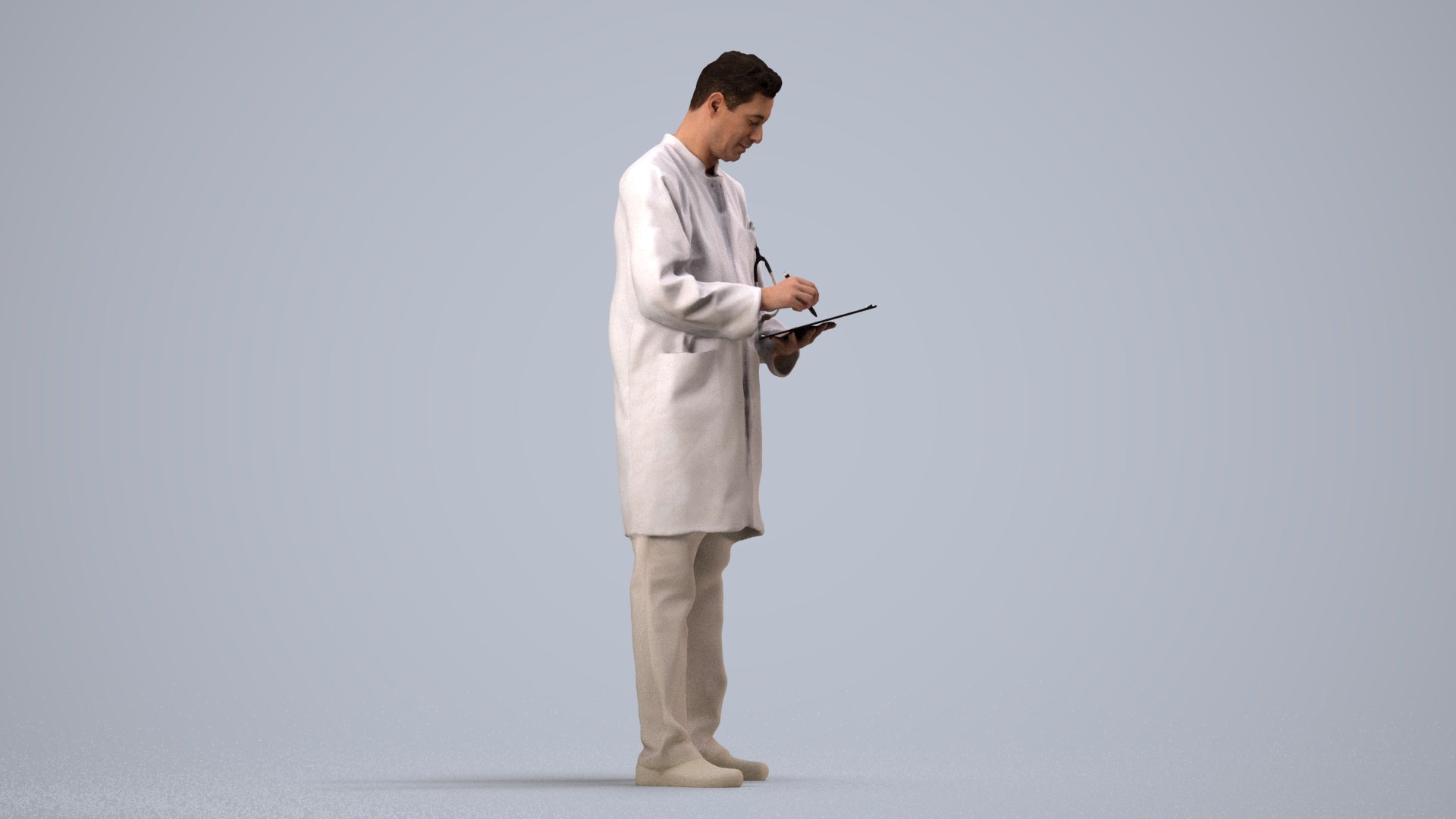 3D people model man medical, scanned human for 3ds Max rendering, side view render
