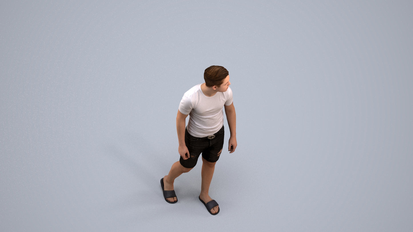 scanned 3D boy casual kids, photogrammetry people for Enscape and V-Ray, back view render