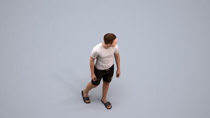 scanned 3D boy casual kids, photogrammetry people for Enscape and V-Ray, back view render
