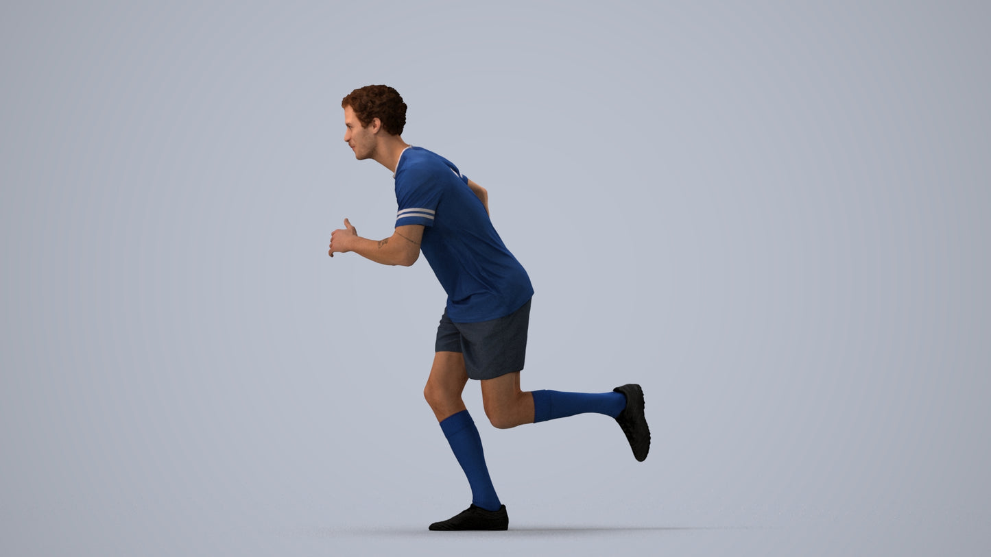 3D people model man sport, scanned human for 3ds Max rendering, three-quarter view render