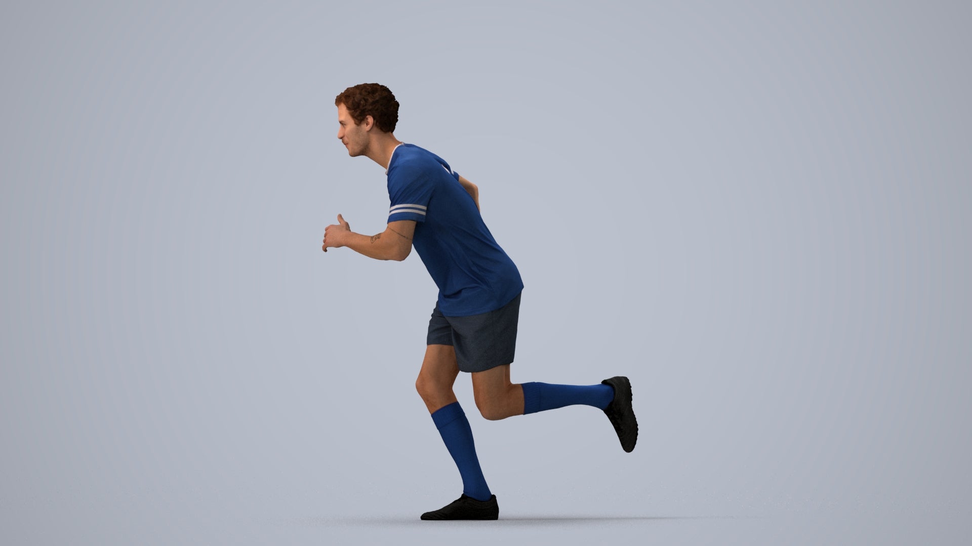 3D people model man sport, scanned human for 3ds Max rendering, three-quarter view render