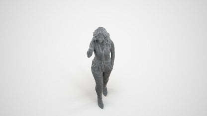 3D people model woman casual walking, scanned human for 3ds Max rendering, wireframe three-quarter view