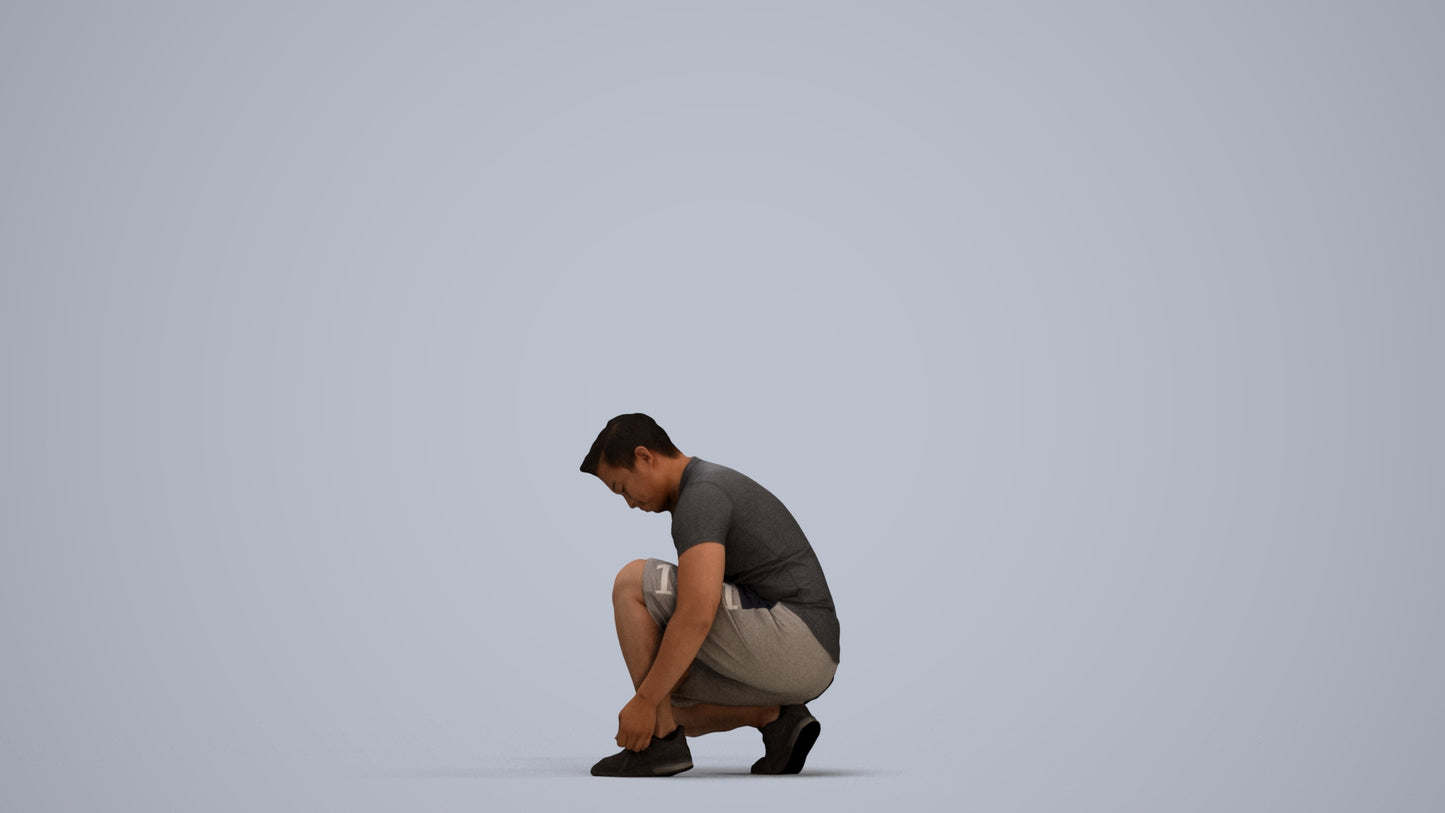 scanned 3D man sport standing, photogrammetry people for Enscape and V-Ray, standing pose render