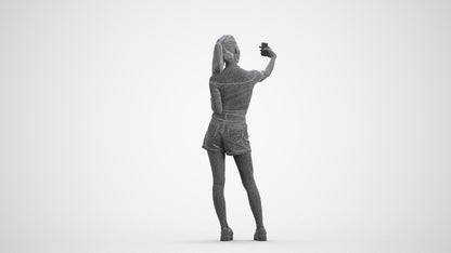realistic 3D people woman casual standing, render-ready for V-Ray and Corona, FBX OBJ, wireframe front view