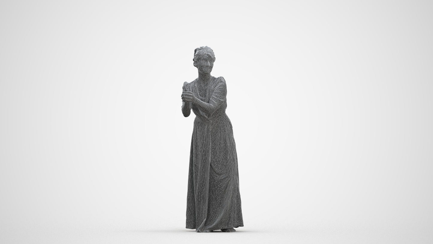 3D people model woman casual standing, scanned human for 3ds Max rendering, three-quarter front view render