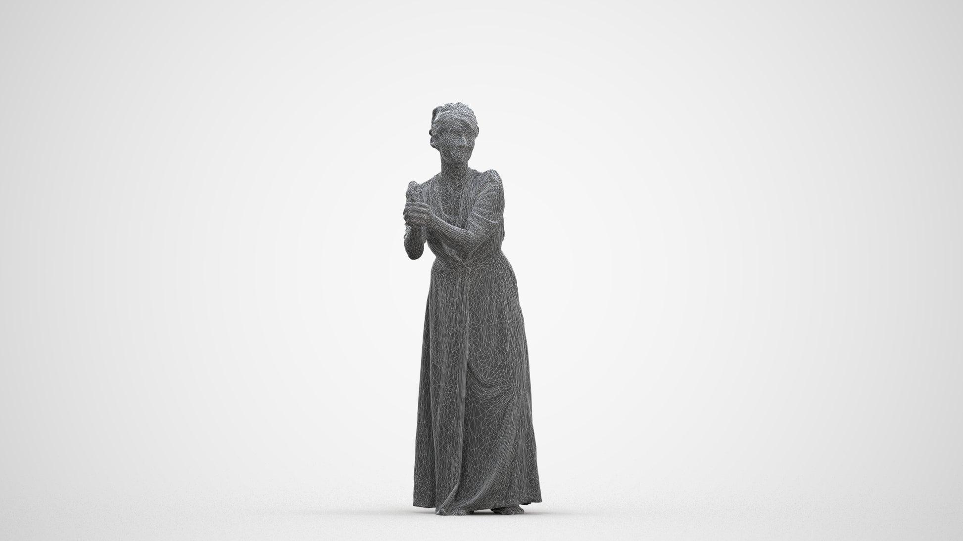 3D people model woman casual standing, scanned human for 3ds Max rendering, three-quarter front view render