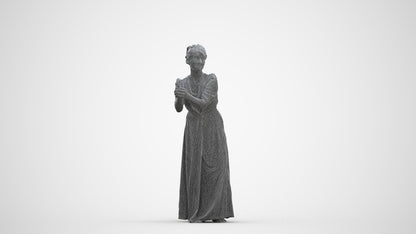 3D people model woman casual standing, scanned human for 3ds Max rendering, three-quarter front view render