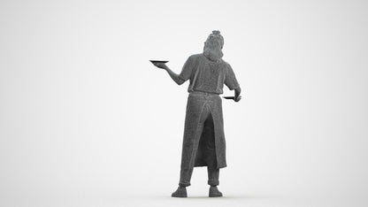 3D scanned woman hospitality, photorealistic archviz people for Enscape and SketchUp, wireframe front view