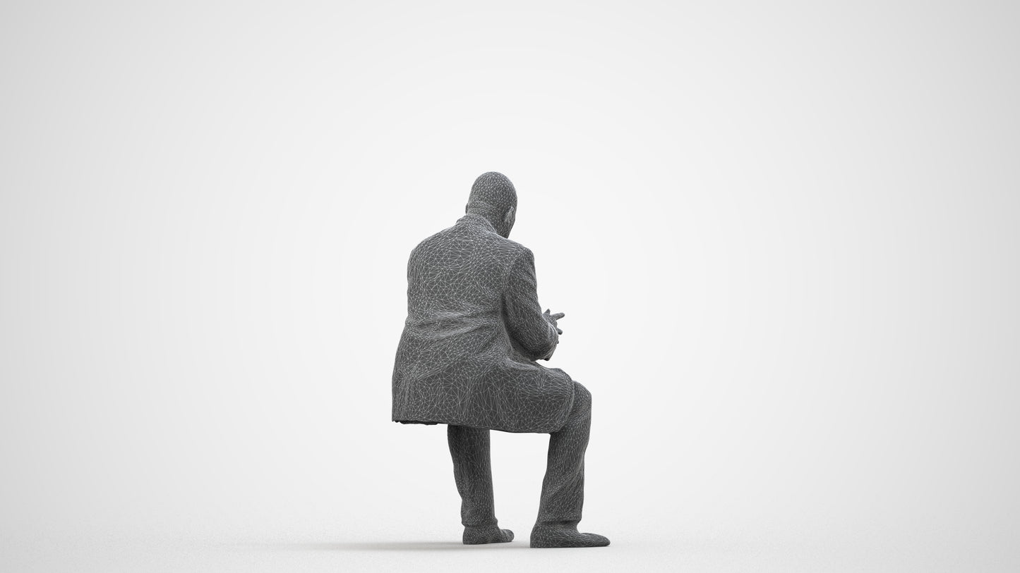 realistic 3D human man business, archviz people FBX OBJ for Blender, wireframe side view