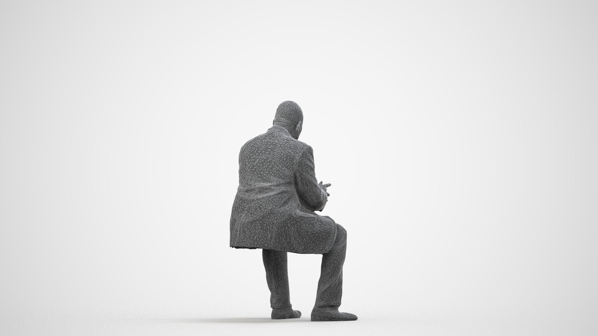 realistic 3D human man business, archviz people FBX OBJ for Blender, wireframe side view