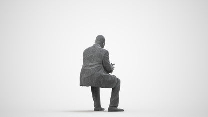 realistic 3D human man business, archviz people FBX OBJ for Blender, wireframe side view