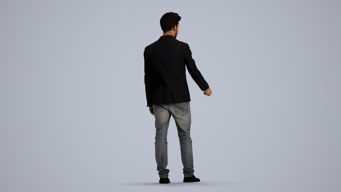 3D people model man casual door, scanned human for 3ds Max rendering, front view render