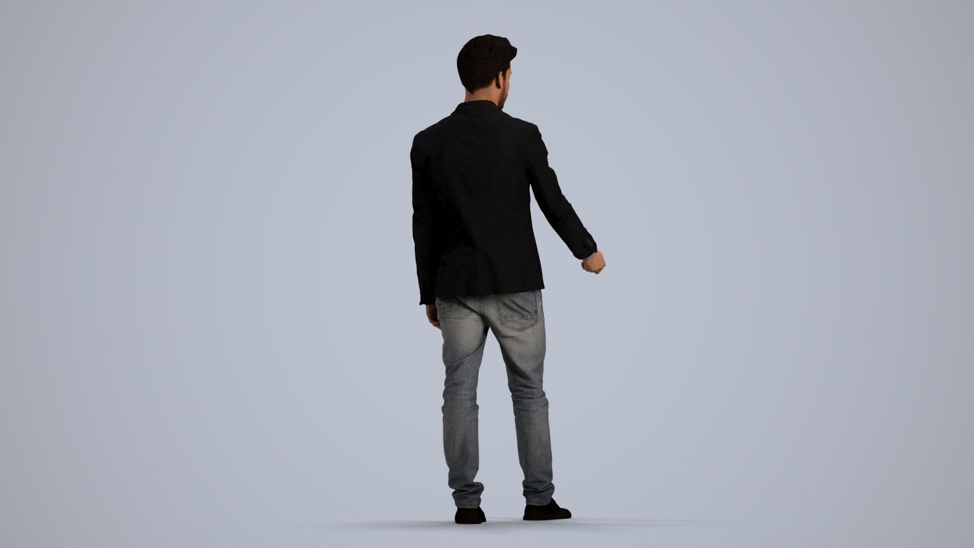 3D people model man casual door, scanned human for 3ds Max rendering, front view render