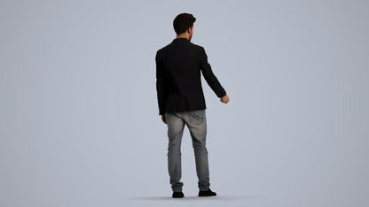 3D people model man casual door, scanned human for 3ds Max rendering, front view render