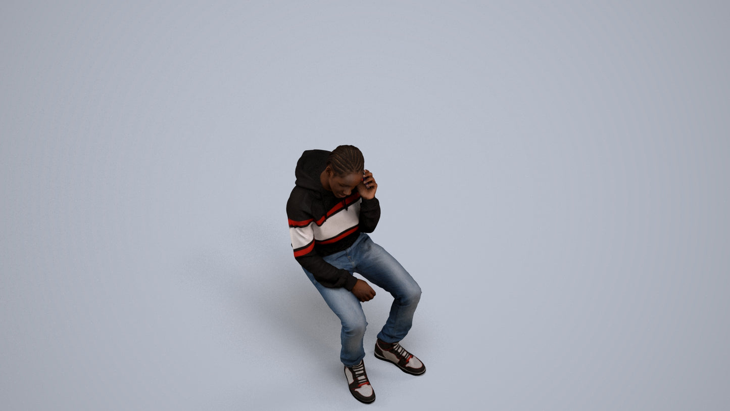 realistic 3D boy casual kids, scanned archviz people for Blender and 3ds Max, back view render